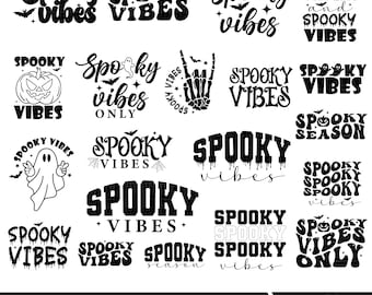 Paquete SVG de vibraciones espeluznantes, PNG de fantasma de Halloween, uso comercial
