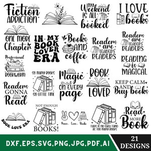 Blumenbuch SVG Bundle, Lesezitate (Digitale Dateien)