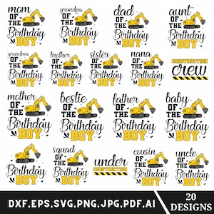 Birthday boy construction svg bundle, Birthday family svg, Excavator svg, Birthday svg, Mommy of the birthday boy svg, Construction crew svg