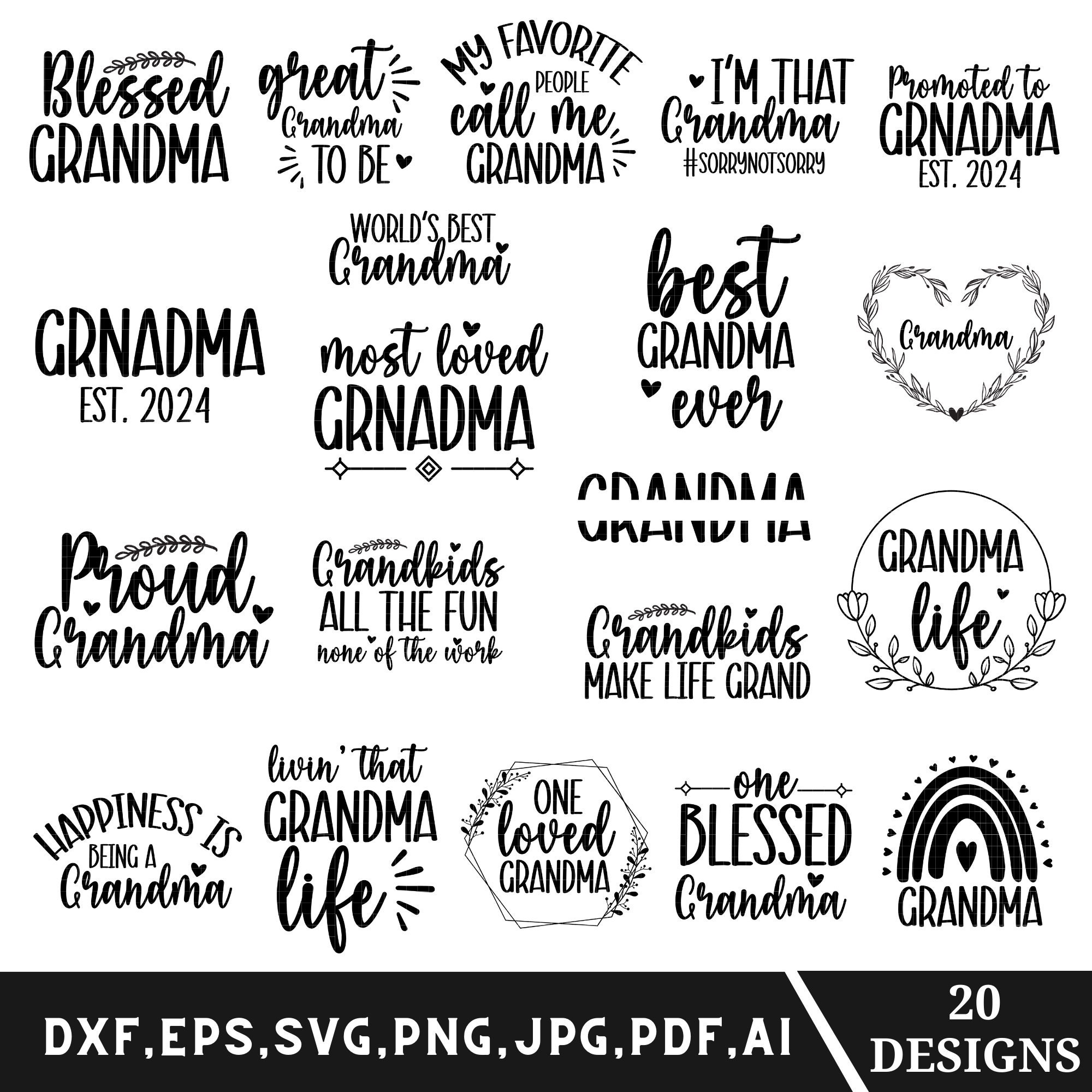 Grandma svg png bundle, Grandma quotes svg, Grandma shirt svg png, Best grandma ever svg, Mother's day svg, Cut files, Cricut files