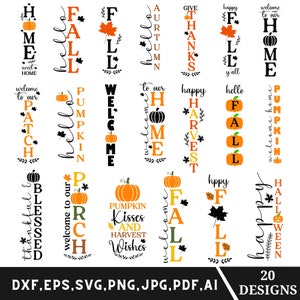 Paquete svg de letrero de porche de otoño, decoración de otoño svg, letrero de porche de Halloween svg, letrero de porche de Acción de Gracias, Descarga digital instantánea