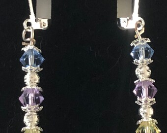 Lever Back Long Pastel Dangle Earrings