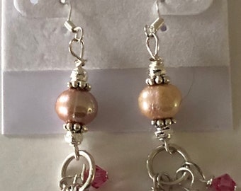 Pink and Purple Long Dangle Earrings