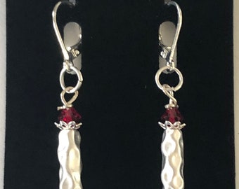 Lever Back Ruby Red Dangle Earrings