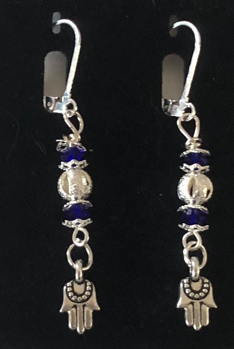 Lever Back Hamsa Dangle Earrings image 1