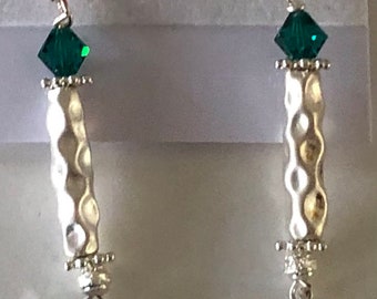 Emerald Green Long Dangle Earrings