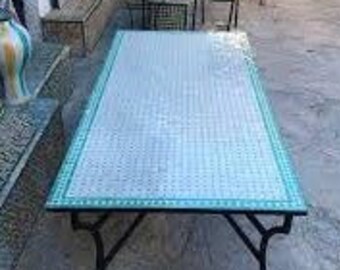 large dinning Table, Moroccan Mosaic Table, Oval table, outdoor-indoor Mosaic Table, Large Mosaic Table, 100% handcrafted, free shipping