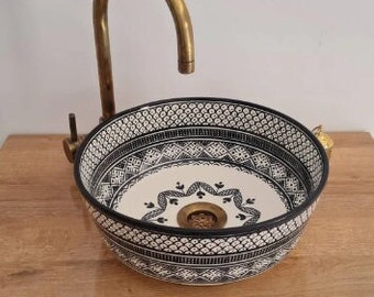 Ceramic Basin , Mid Century Bathroom Sink - Ceramic Washbasin - Boho Basin - Handcrafted & Hand Designed Vessel