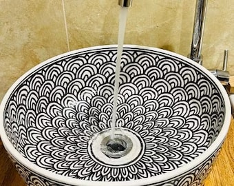 AMAZING  Washbasin, Ceramic Sink a masterpiece of Moroccan craftsmanship,free shipping