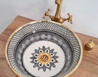 Badezimmerwaschbecken, Bohemian-Waschbecken, ein Meisterwerk marokkanischer Handwerkskunst, marokkanisches Design, kostenloser und schneller Versand