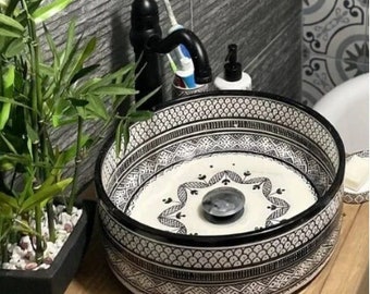 black ceramic Sink - Hand-Painted Ceramic Sink ,  Traditional Design for Stylish Bathrooms