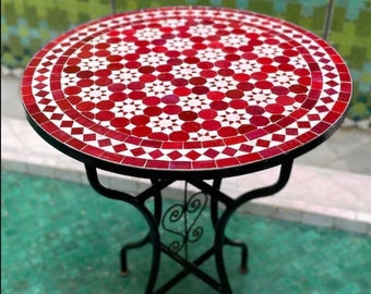 Tavolo in mosaico marocchino per giardino e patio - Scegli la dimensione e il colore | Tavolo da pranzo Zellige personalizzabile