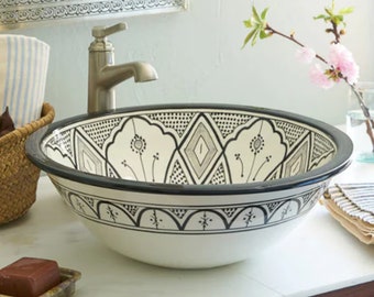 boho Sink a masterpiece of Moroccan craftsmanship,pottery sink ,bathroom sink , free shipping