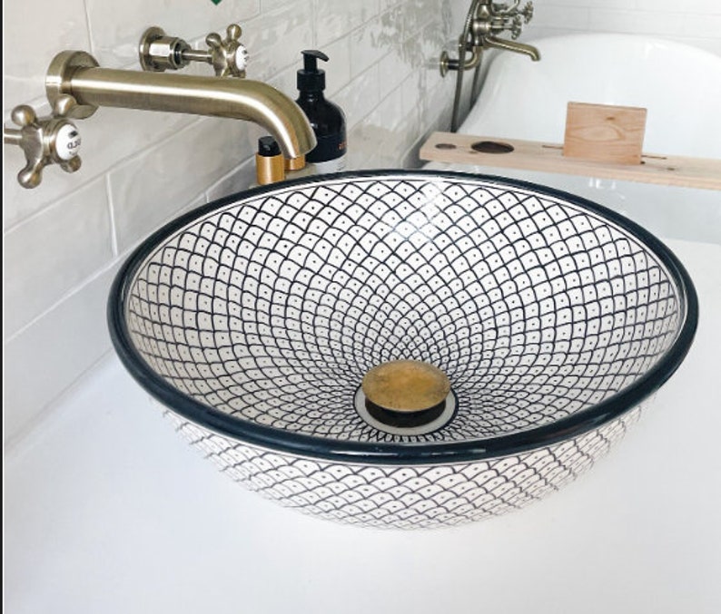 AMAZING bathroom sink, Ceramic Sink a masterpiece of Moroccan craftsmanship, free shipping image 5