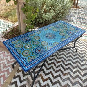 Moroccan Mosaic Table for Garden & Patio - Choose Your Size and Color | Customizable Zellige Dining Table