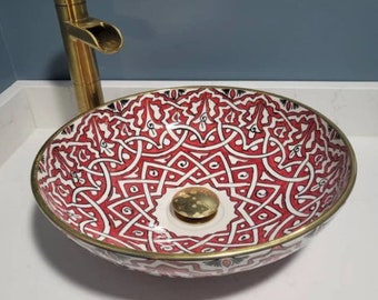 14k Gold for Bathroom sink  100% Handmade, Vessel Sink ,pottery sink ,free shipping