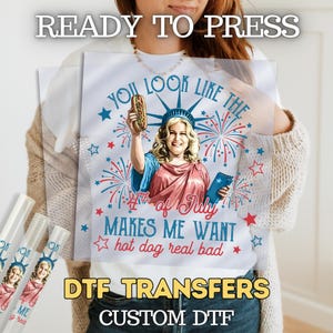 Funny 4th of July DTF Transfer: Patriotic Shirt Design, Fireworks, Red Blue