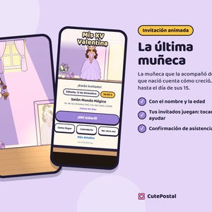Animierte Einladung zur Quinceañera, Video-Einladung zum Sweet 15, emotionale digitale Einladung zum Mis XV mit RSVP Bild 6