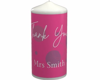 Personalised Candle Thank You Personalised Candle For Her Personalised Candle Teacher Personalised Candle Label New Favour Gift Pillar UK