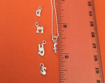 tiny initials sterling silver charm necklace