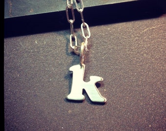 Sterling silver Initial on a Chain- ONE sterling necklace.  mothers day initial charms handmade