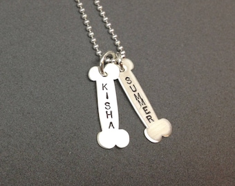 TWO Pet Tags on a Chain- sterling necklace for Pet Lovers. personalized pet necklace