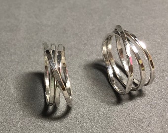 Sterling silver wrap ring. three wraps. wrapped wire ring. infinity ring. wrapped ring. silver nest ring