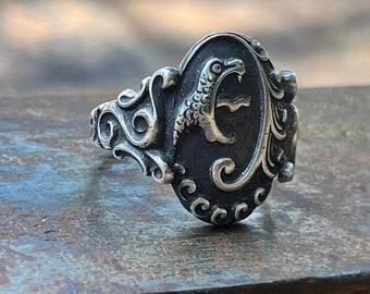 sterling silver Screaming Serpent ring curly band size 6.5