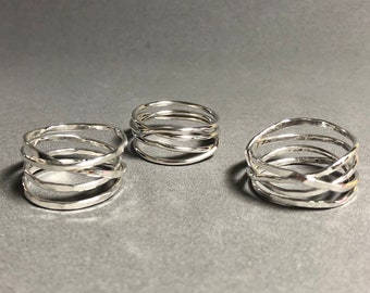 Sterling silver wrap ring. FOUR wraps. wrapped wire ring. infinity ring. wrapped ring. READY to Ship