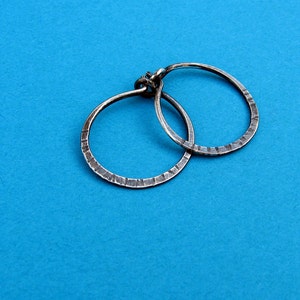 SINGLE sterling silver small hoop hammered, textured 5/8 inch image 1