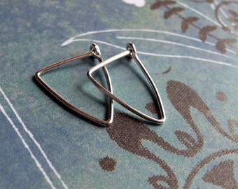 small sterling silver triangle hoops  20ga, 5/8 inch tiny