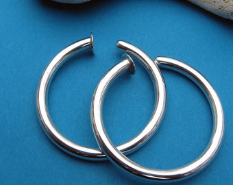 8ga solid sterling silver hoops  1 inch gauged hoops 1 pair