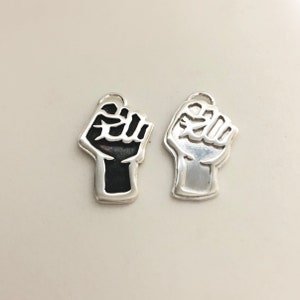 small Silver Raised Fist pendant. BLM jewelry. 25% of item price donated