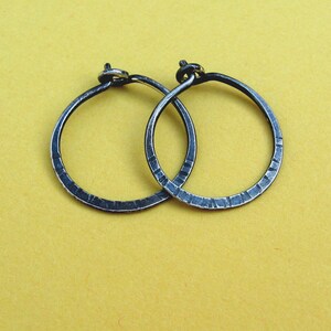 SINGLE sterling silver small hoop hammered, textured 5/8 inch image 3