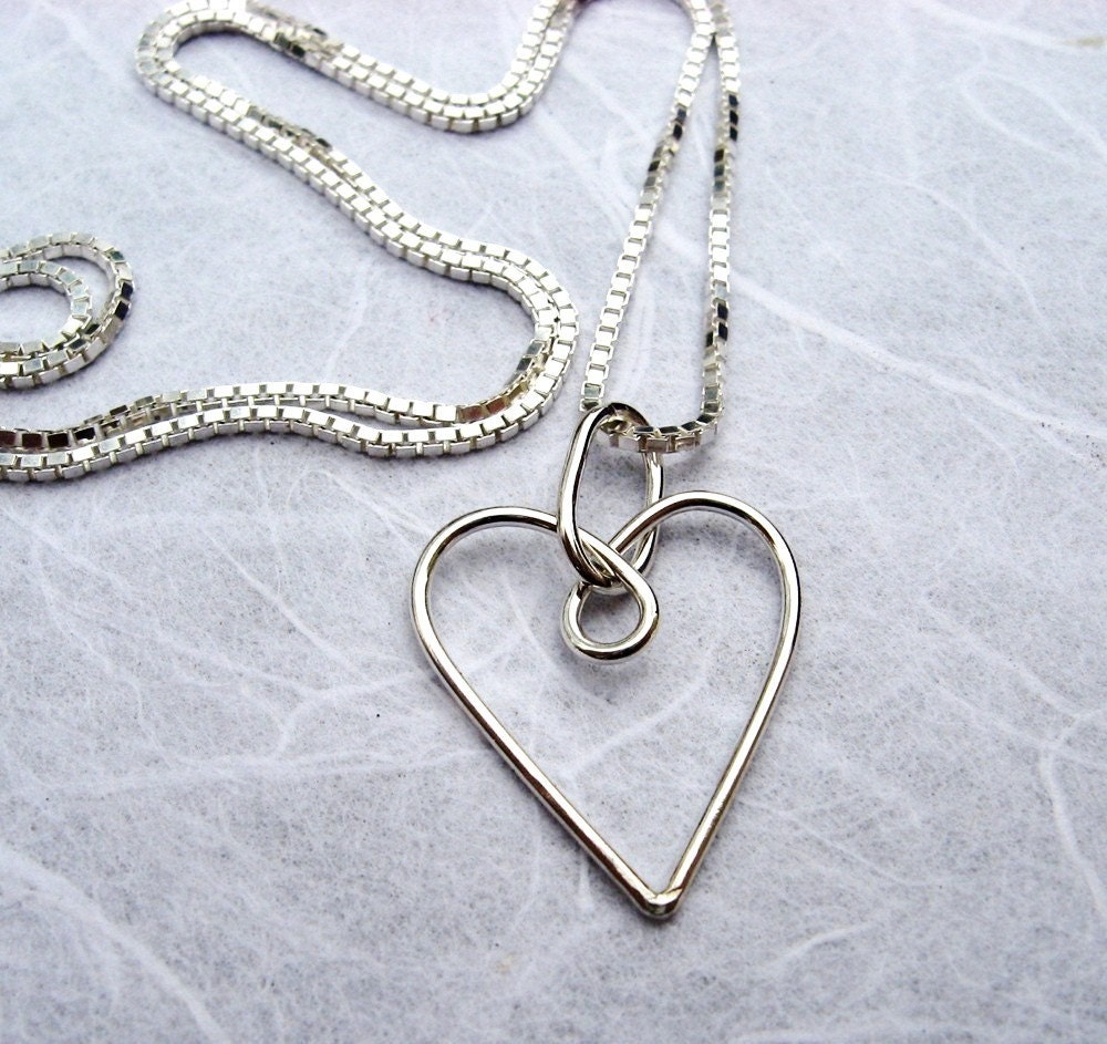 Simple Bronze Heart Pendant Necklace on Single Silver main image 1