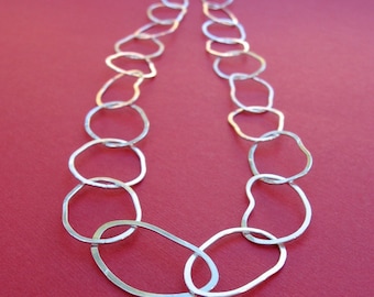 Handmade sterling silver necklace with soldered links .. Full of Beans.