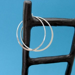 sterling silver hammered hoops 1.5 inch 18ga or 16ga image 1