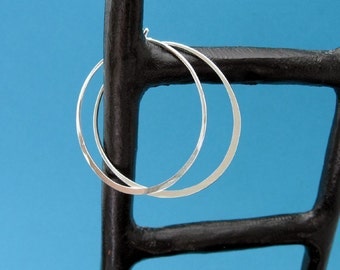 sterling silver hammered hoops 1.5 inch 18ga or 16ga