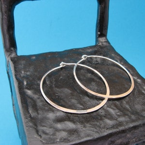 sterling silver hammered hoops 1.5 inch 18ga or 16ga image 3
