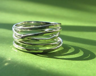 Sterling silver wrap ring. wrapped wire ring. infinity ring. wrapped ring. silver nest ring