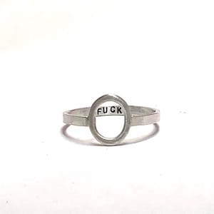 sterling silver Zero Fucks ring. no more fucks. text OUTSIDE image 7