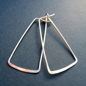 Sterling Silver Triangle Hoops geometric trapezoid rectangle image 2