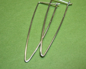 Long Sterling Silver Triangle Hoops - 2 inch, 18ga Wire
