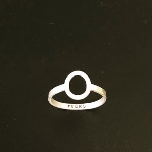 sterling silver Zero Fucks ring. no more fucks. text OUTSIDE image 6