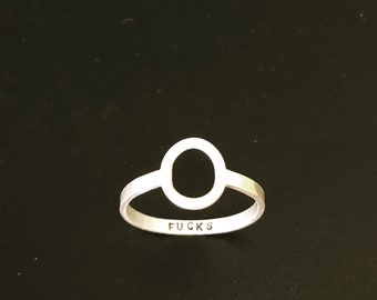 LARGE SIZES sterling silver Zero Fucks ring. no more fucks. text INSIDE. size 11 - 12.5