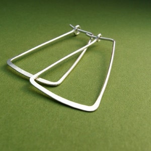 Sterling Silver Triangle Hoops geometric trapezoid rectangle image 3