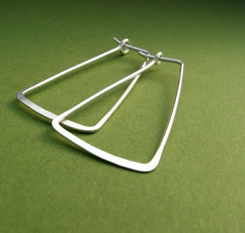 Sterling Silver Triangle Hoops geometric trapezoid rectangle image 3