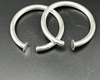 6ga solid sterling silver Hoops 1.75 inch outside diameter unisex. one pair