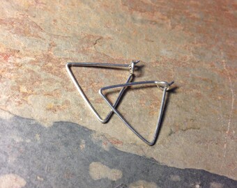 simple triangle hoops - sterling 3/4 inch tall 18ga 20ga