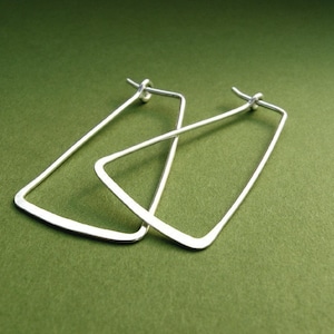 Sterling Silver Triangle Hoops geometric trapezoid rectangle image 1